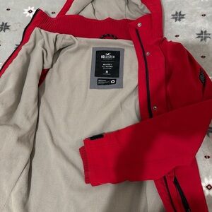 Hollister Vibrant Red Jacket with Soft Tan Lining